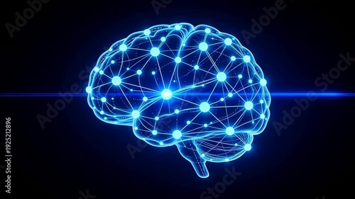 Wallpaper Mural Blue glowing brain with network connections Torontodigital.ca