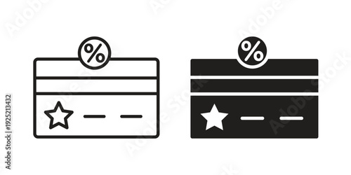 Loyalty card icon in a simple, black and white style.