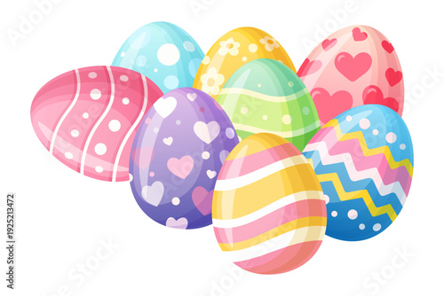 Vector image of painted Easter eggs in honor of the bright spring holiday of Easter. Element for your design.
