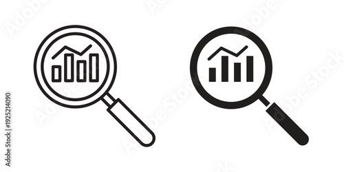 Market research icon in a simple, black and white style.