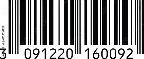 Close up of a standard retail barcode with black vertical lines and numeric values below.