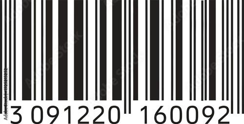 A black and white barcode image with numerical digits displayed at the bottom edge. Vector