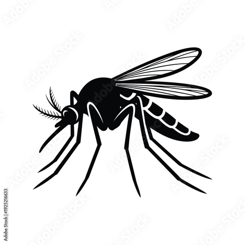 Black and white mosquito vector icon illustration Vector