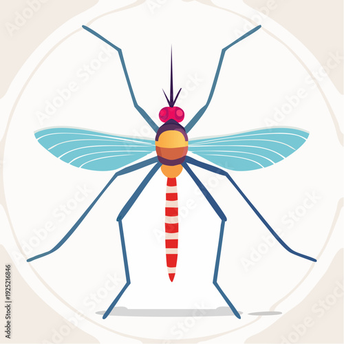 Illustration colorée d'un moustique isolé sur fond blanc
