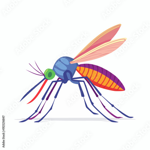 Moustique stylisé coloré – Illustration vectorielle moderne d’insecte