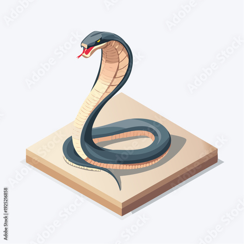 Cobra dressé en illustration stylisée – serpent dangereux en posture d’attaque