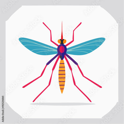 Illustration colorée d'un moustique isolé sur fond blanc