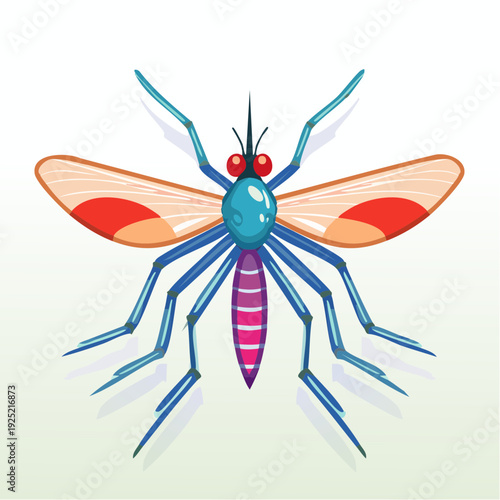 Illustration colorée d'un moustique isolé sur fond blanc