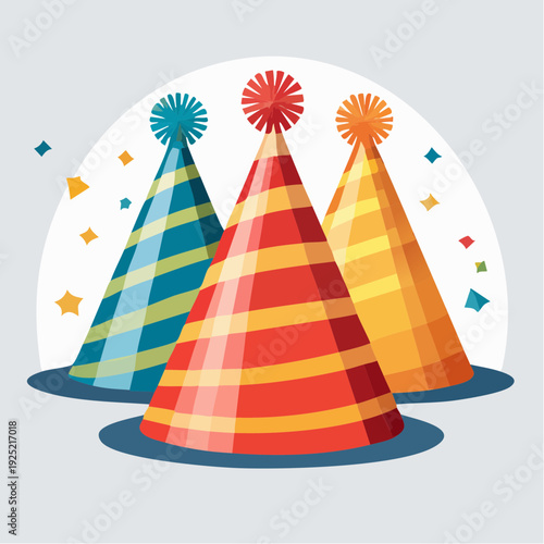 Chapeaux de fête colorés pointus, illustration festive isolée