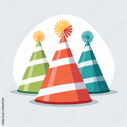 Chapeaux de fête colorés pointus, illustration festive isolée