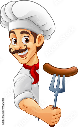 A chef cartoon barbecue coo...