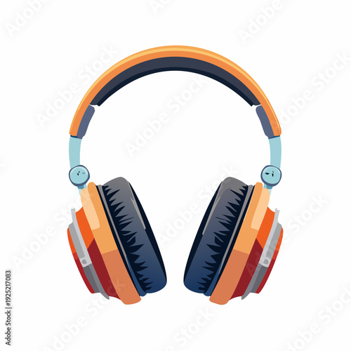 Casque audio vintage à coussinets avec éclats lumineux, illustration colorée