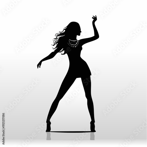 Silhouette féminine dansante, pose dynamique, illustration moderne