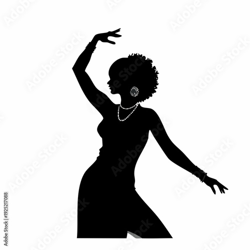 Silhouette féminine dansante, pose dynamique, illustration moderne