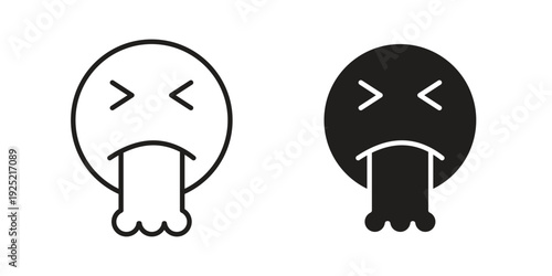 Puking emoji icon in a simple, black and white style.
