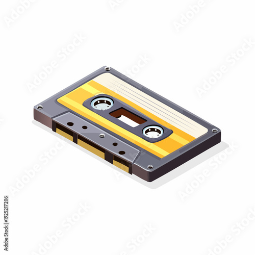 Cassette audio vintage en 3D isométrique