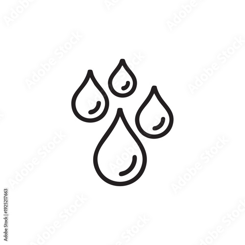 Three water droplets falling from above onto a surface