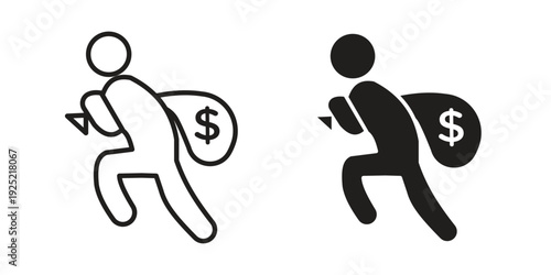 Robbery icon in a simple, black and white style.