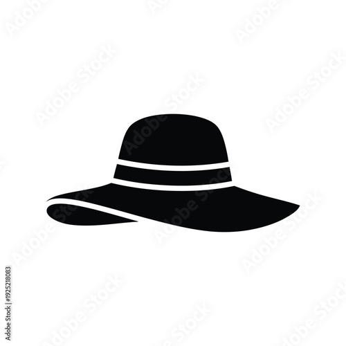 Black and white striped summer hat vector icon Vector