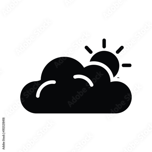 Sun peeking out from cloud vector icon Vector