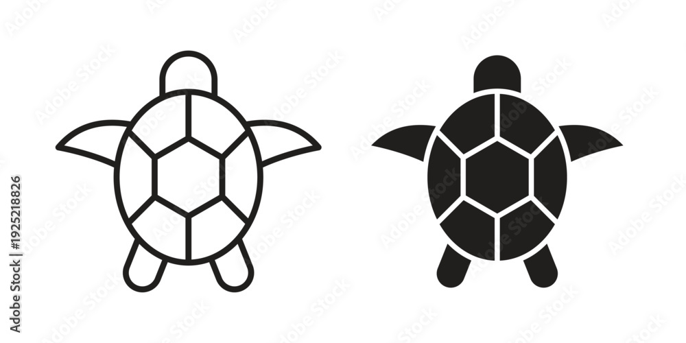 Obraz premium Sea turtle icon in a simple, black and white style.