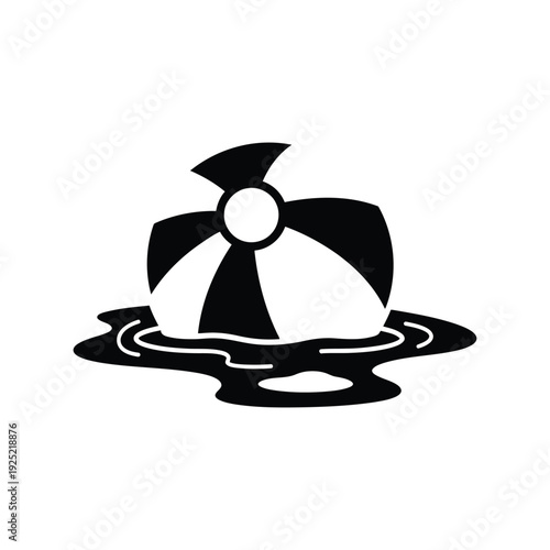 Black and white beach ball vector icon Vector