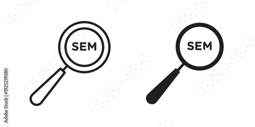 SEM icon in a simple, black and white style.