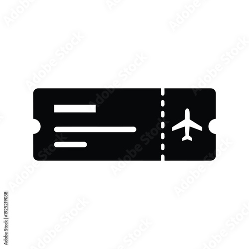 Airplane ticket vector icon, travel boarding pass symbol Vector