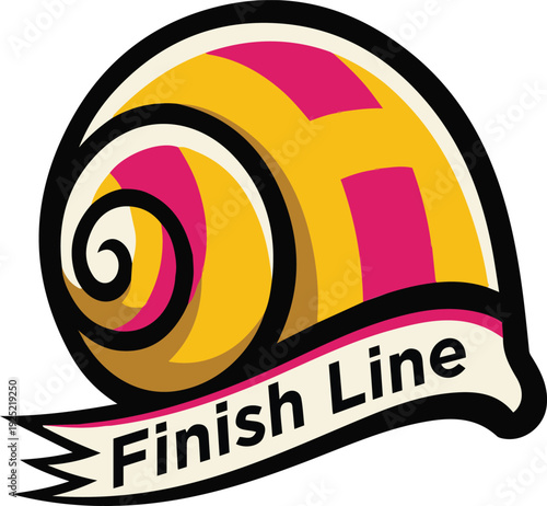 A Colorful Snail Shell Crossing the Finish Line Ribbon