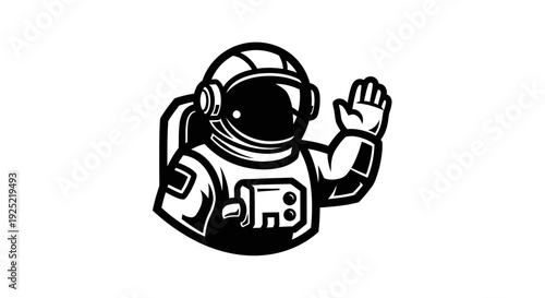 Astronaut in Space Suit Waving Hand Greeting 4.