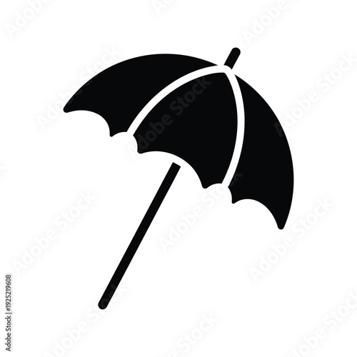Black and white vector icon of an open umbrella Vector