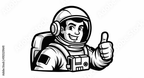 Astronaut Giving Thumbs Up Gesture Illustration.