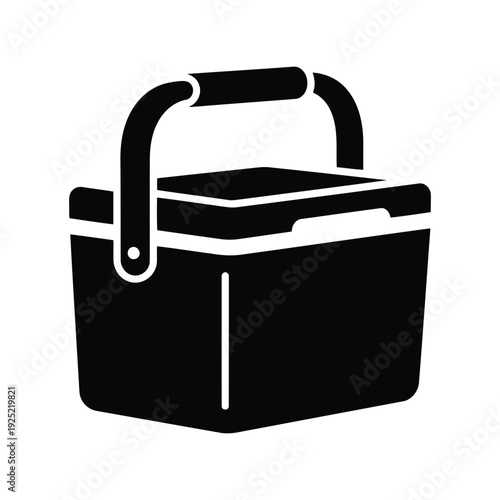 Black and white cooler box vector icon Vector