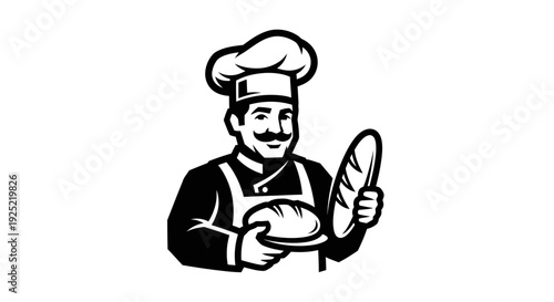 Baker Holding Loaf and Peeler.