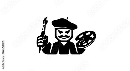 Painter with Brush and Palette Illustration.