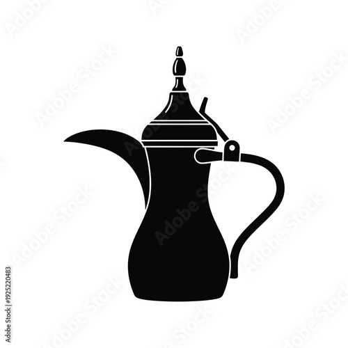 Arabic coffee pot vector icon, black and white Vector