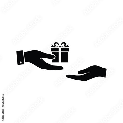 Hand giving gift box vector icon Vector