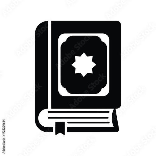 Islamic holy book vector icon, black and white religion symbol Vector