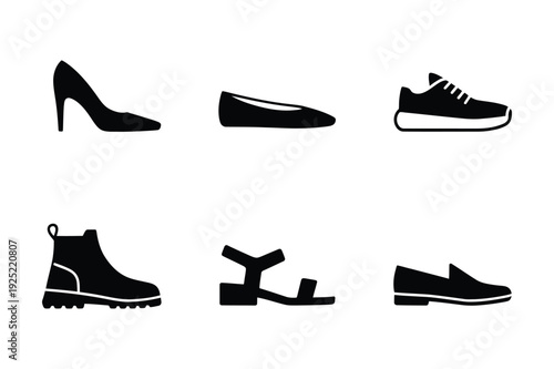 Shoe Icons: Heels, Flats, Sneakers, Boots, Sandals, Loafers