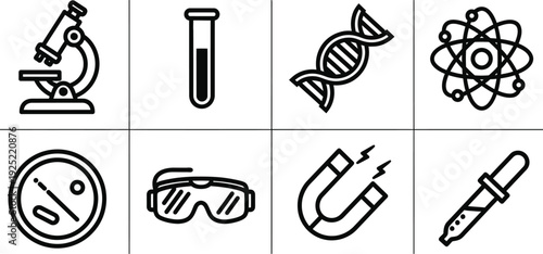 Science icon bundle laboratory and biology symbols