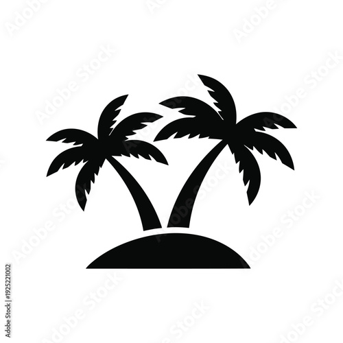 Tropical island vector icon with palm trees Vector