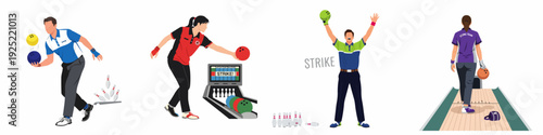 Dynamic Bowling Scenes: Men and Women Striking, Enjoying the Game, and Celebrating Success in Recreational Sport