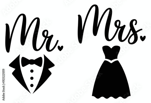 Elegant Mr. and Mrs. Wedding Silhouettes
