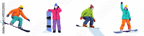 Diverse Snowboarders in Action: Dynamic Vector Set for Winter Sports and Outdoor Recreation