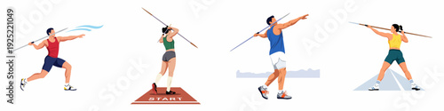 Dynamic Javelin Throwers: A Collection of Male and Female Athletes in Action, Illustrating Strength and Technique in Track and Field