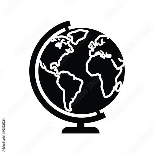 Black and white vector icon of a globe on a stand Vector