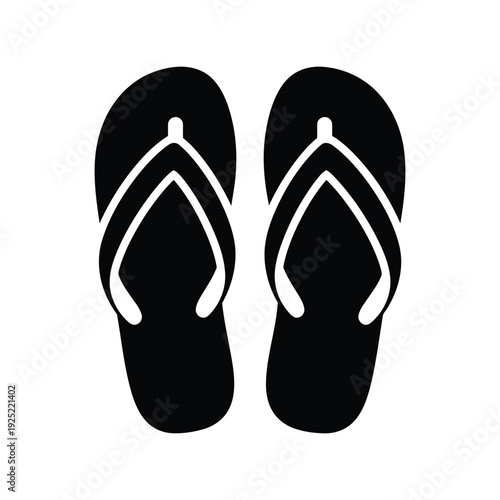 Black flip flops vector icon, minimalist sandal design Vector