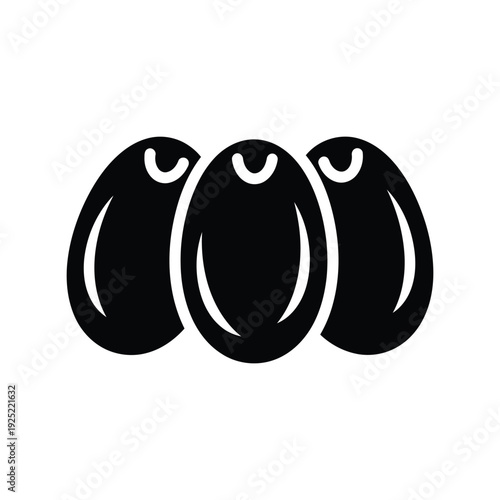 Black eggplant vector icon set, minimalist food illustration Vector