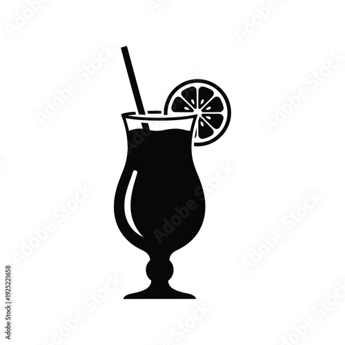 Vector icon of a glass of iced coffee with lemon slice Vector