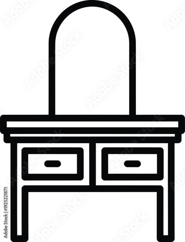 Vector of a classic dressing table with an oval mirror and two drawers
